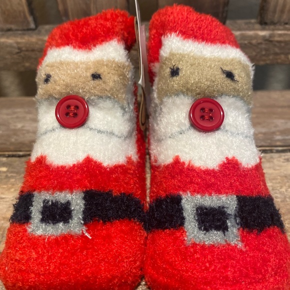 Mud Pie Santa Claus Socks 0-12 Months, Chenille Christmas Socks, Baby Socks - Picture 6 of 13